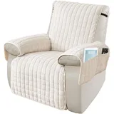 WJHDWYD Universal-Bezug for Relaxsessel, 1-Sitzer-Sesselbezug mit Taschen und Gummizug, Sesselbezug - Fleck- und Kratzschutz, waschbar(Beige,53 * 190cm)