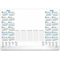 PRIMUS PRINT Schreibtischunterlage Papier DIN A2-2025 & 2026 Jahreskalender - 80g Dickes Naturpapier - Stabiler Papprücken - 25 Blatt - mit Schutzleiste - Büro und Homeoffice [1er Set]