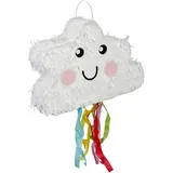 Relaxdays Wolken Pinata Weiß,Hellblau,Rosa