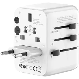Offgridtec Reiseadapter Universal Weltweit 2x USB-A und 2x USB-C Weiss