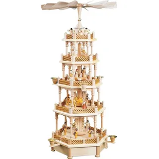 Erzgebirgische Volkskunst Richard Glässer GmbH Weihnachtspyramide Tischpyramide Erzgebirge Pyramide Christi Geburt natur Spielwerk 70 cm