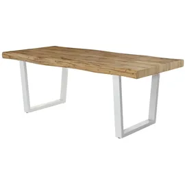 PRO.COM Esstisch 200 x 76 x 100 cm perlweiß/Wildeiche