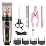 Bjaf Dog Clipper Pro Leise Schermaschine für Katzen und Hunde, 4 Längenverstellbare Klingen Kabellos Effektiv und Komfortabel für Haustiere