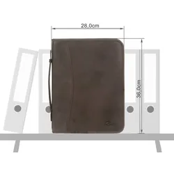 Dethloff Konferenzmappe A4 Leder braun Schreibmappe Ringbuchmappe Aktenmappe mit Griff D0134222-S