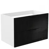 duschspa Waschtisch Unterschrank Waschtischunterschrank Waschbeckenunterschrank Badschrank, 50-120cm Hängeschrank, Matt / Hochglanz schwarz 79 cm x 52 cm x 46.3 cm