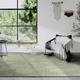Villeroy & Boch Ursule grün, B:190cm H:10mm L:280cm, Wolle, Teppiche, Läufer, handgewebt, Wolle, Natur, Wohnzimmer, Geometrie, Boho