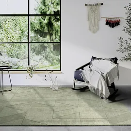 Villeroy & Boch Ursule grün, B:190cm H:10mm L:280cm, Wolle, Teppiche, Läufer, handgewebt, Wolle, Natur, Wohnzimmer, Geometrie, Boho