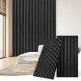DOLLAR BOSS akustikpaneele holz, 3d wandpaneele 120x60cm 2 Stück wandverkleidung, holzwand, lärmschutz wand, akustikplatten, wanddeko holz, zierleisten wand für Büro&Schlafzimmer&küche Schwarz