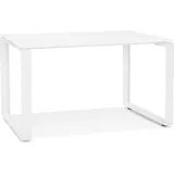 KADIMA DESIGN Schreibtisch Glas-Metall | 120x60 cm Modern Ergonomisch Platzsparend | Weiß | Bürotisch | Weiß