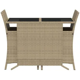 vidaXL 3-tlg. Bistro-Set mit Kissen Beigemischung Poly Rattan