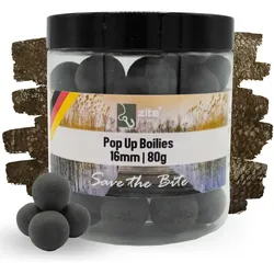 Halibut Pop-Up Boilies 16mm für Karpfen-Angeln - Optimale Auftriebseigenschaften SCHWARZ 80g