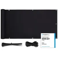 Sekey Balkonverkleidung 120 x 600 cm Schwarz Polyester