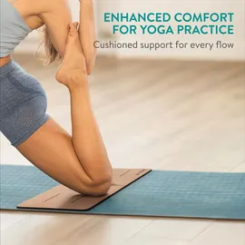 Navaris Yoga Kniekissen - Kniematte Knie Pad aus Kork - Knieschoner für mehr Komfort - Leicht und tragbar - Yoga Knee Pad - Sport Matte 60x25cm - - Braun