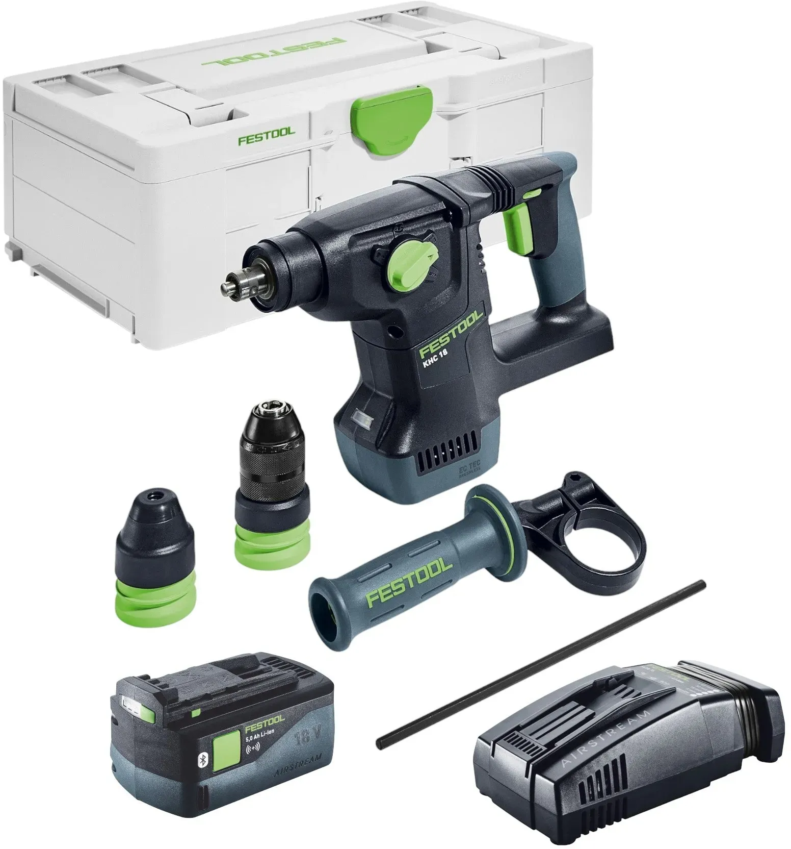 Festool KHC 18 EB-Basic Akku Kombihammer 18 V 2,6 J SDS-Plus Brushless + 1x Akku 5,0 Ah + Schnellladegerät + Systainer