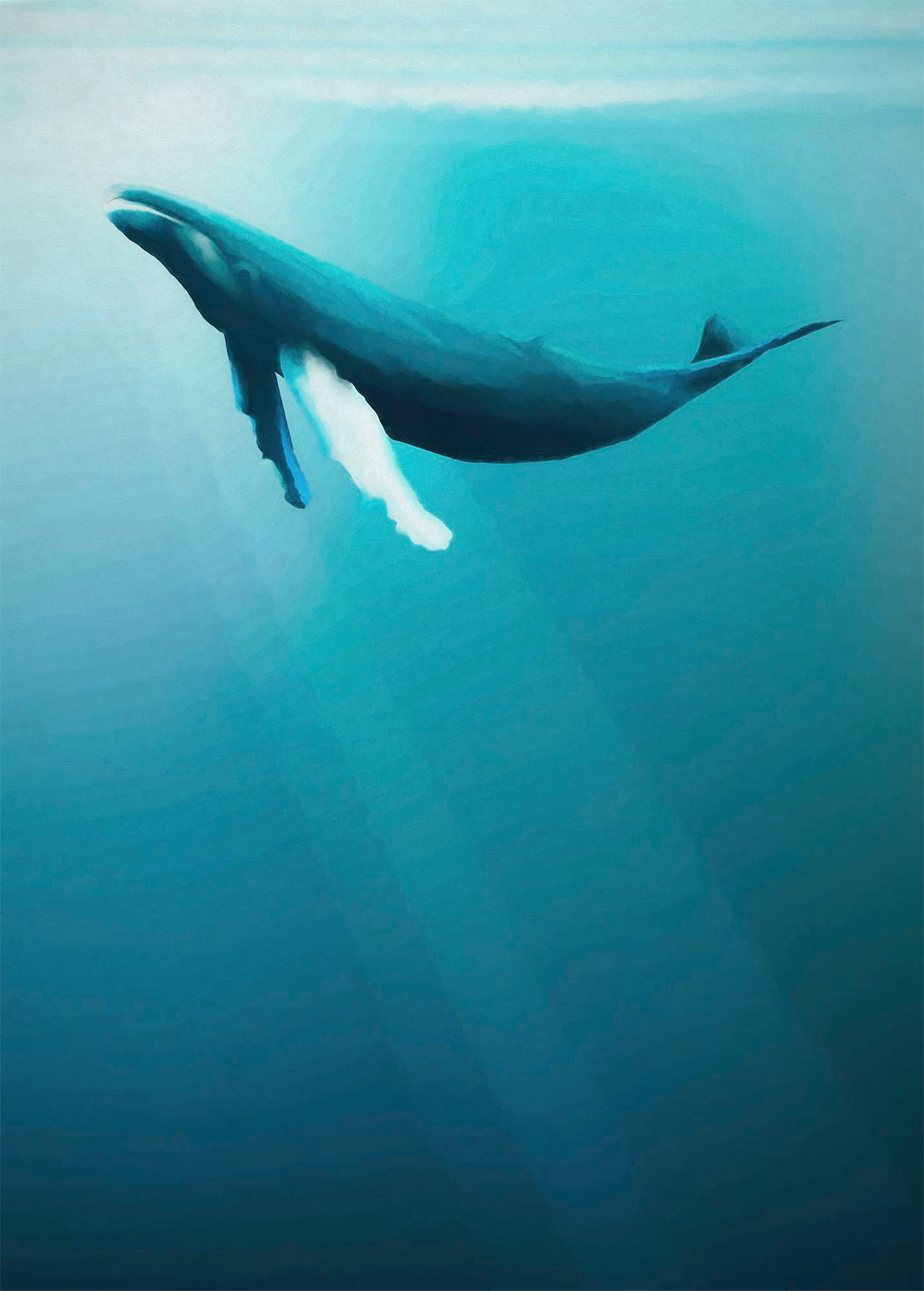 KOMAR Vliestapete "Artsy Humpback Whale" Tapeten Gr. B/L: 200 m x 280 m, Rollen: 1 St., blau (blau, weiß) Vliestapeten
