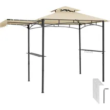 Tectake Grillpavillon 3,16 x 1,5 m inkl. 2 Seitenteile Beige