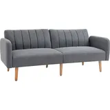 Homcom Schlafsofa Klappsofa 2-Sitzer, Bettsofa mit Schlaffunktion, leinenartiges Polyester, Gummiholz, Grau, 173x75x73cm Aosom