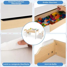 Costway Kindersitzgruppe 4-in-1 2 Stühle 90 x 60 x 50 cm Holz weiß grau