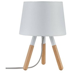 Neordic Tischleuchte Berit E27 max. 20W Weiß Holz Stoff Holz Metall