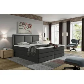 MID.YOU Boxspringbett, - anthrazit - H2/H3 - Bettkasten, - inklusive Topper - 140x200 cm,