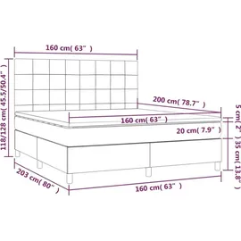 vidaXL Boxspringbett mit Matratze Schwarz 160x200 cm Stoff - Schwarz