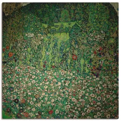 Wandbild ARTLAND "Gartenlandschaft mit Bergkuppe (Gartenlandschaft)", grün (farbe bild(er): grün), B:70cm H:70cm T:1,8cm, Canvas, Leinwand, Bilder, als Leinwandbild, Poster in verschied. Größen