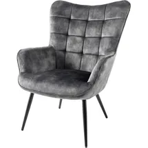 Riess-Ambiente Riess Ambiente Moderner Sessel Scandinavia grau Samt Schwarze Metallbeine mit Armlehnen Ohrensessel Samtsessel Loungesessel TV-Sessel Wohnzimmersessel