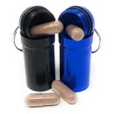 EKNA Pillendose Schlüsselanhänger 2er Set - Pillendose Metall - Versteck Dose - Pillendose klein für unterwegs ideal beim Sport, Campen, Wandern & Reisen - Wasserfest & Geruchsdicht