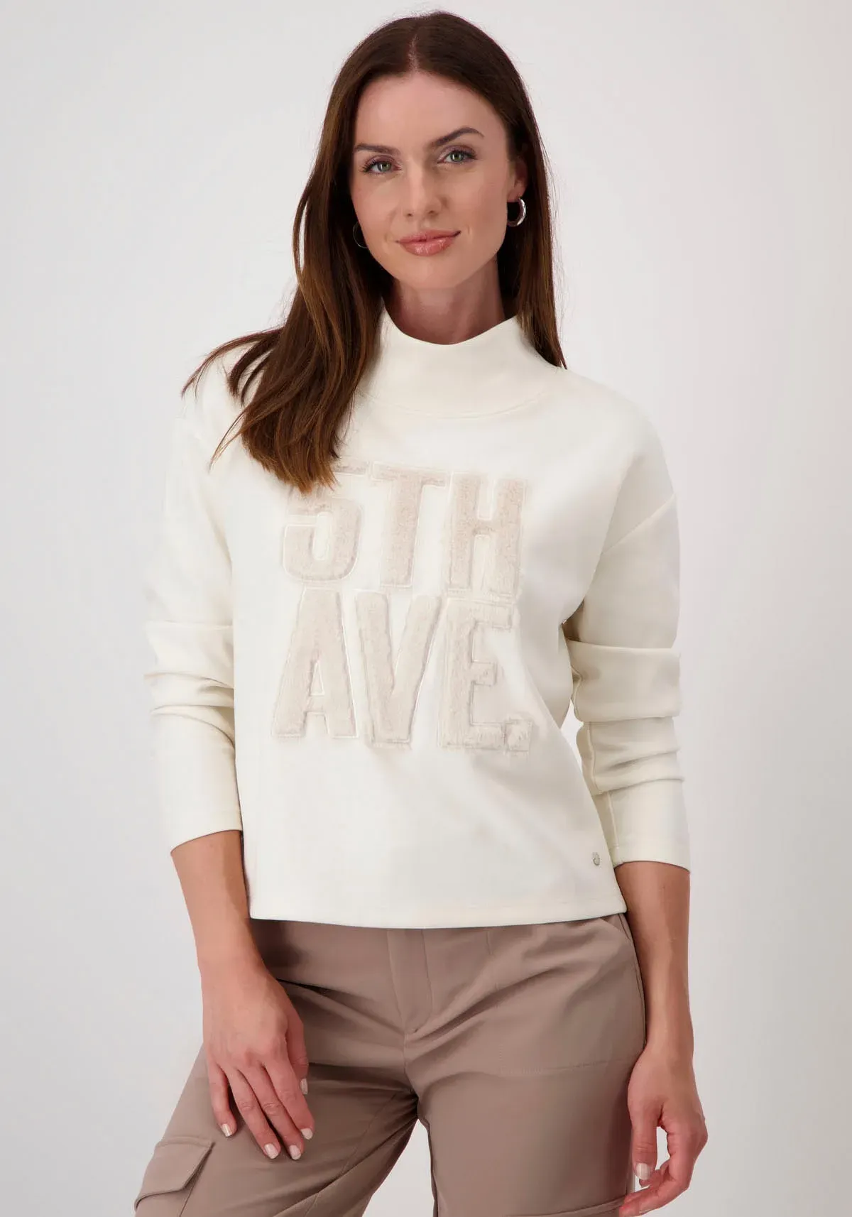 Monari Sweatshirt, mit Fellimitat Applikation Monari offwhite 38