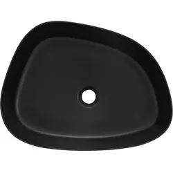 LuxeBath Keramik Waschbecken Waschtisch Aufsatzwaschbecken Waschschale Schwarz 550x420 mm