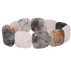 Armband FIRETTI "Schmuck Geschenk Armschmuck Armkette Edelstein Farbstein Quarz", braun (braun, grau, braun, grau), Armbänder, Damen, Stein-Silikon, Stein, Silikon, Made in Germany - mit Rutilquarz
