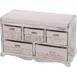 Mendler Kommode und Sitzbank mit 5 Schubladen 45 x 77 x 36 cm Weiß