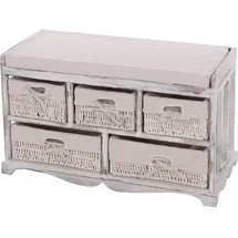 Mendler Kommode und Sitzbank mit 5 Schubladen 45 x 77 x 36 cm Weiß