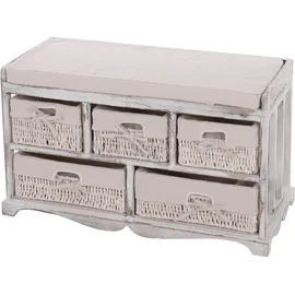 Mendler Kommode und Sitzbank mit 5 Schubladen 45 x 77 x 36 cm Weiß