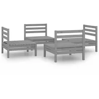 vidaXL 4-tlg Garten-Lounge-Set Grau Kiefer Massivholz