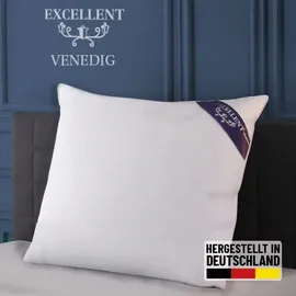 Excellent Kopfkissen »Venedig«, Füllung: weiße neue Federn und Daunen, Klasse I, 85% Federn / 15% Daunen, Bezug: Köper-Inlett, 100% Baumwolle, (Spar-Set, 2 St., 2 Kopfkissen), Kopfkissen 40x40, 40x80, 80x80, allergiker geeignet (Hausstaub)