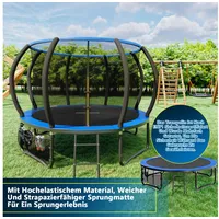 GUNJI Gartentrampolin Gartentrampolin für Kinder 228/305/366/427CM, Tragfähigkeit 150KG, Ø 305 cm, (GS-zertifiziertes Kindertrampolin mit Sicherheitsnetz, Leiter, Schutzmatte, Kürbisdesign) 305 cm