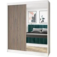 A&J MöbelLand Schwebetürenschrank MIT 160 x 215 x 59,5 cm Weiß