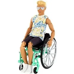 MATTEL GWX93 Barbie Fashionistas Ken Puppe (blond) mit Rollstuhl, Anziehpuppe