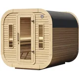 Design Saunahaus Luago 2x2 Art 2 naturbelassen Typ 2 mit 2 frontseitigen Fenstern Komplett montiert inkl. gratis Sauna-Set (6-teilig)