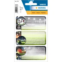Herma Schuletiketten Fußball, 76x35mm, mehrfarbig, 3 Blatt (9 Etiketten)