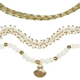 LASCANA Fußketten Set Damen goldfarben-weiß Gr.