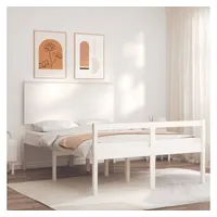 vidaXL Bett Seniorenbett mit Kopfteil Weiß Massivholz weiß 190 cm x 135 cm