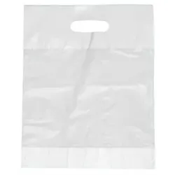 Papstar Griffloch-Tragetasche, aus Kunststoff, 1 Packung = 100 Tragetaschen, weiss, Maße: 44 cm x 36 cm x 9 cm, 25 my