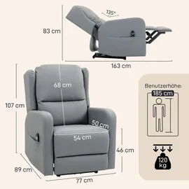 Homcom Relaxsessel Elektrisch 77 x 107 x 89 cm Grau mit Knetmassage und Fernbedienung