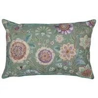 Pip Studio Viva Las Flores Quilted Zierkissen Farbe Green Größe 45x70 Cushion Wendedesign Blumen