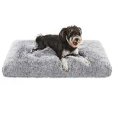 Songmics Feandrea Hundebett, Hundekissen, Flauschige Hundematte, Langer Plüsch, 80 x 50 cm, weiche Polsterung, maschinenwaschbar, multifunktional, Ombré-Grau PGW201G01