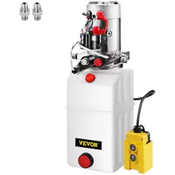 VEVOR Hydraulikaggregat 6 L Hydraulikpumpe Doppeltwirkend DC 12 V Hydraulikaggregat für Muldenkipper Kippanhänger SAE6 Anschluss mit Kunststofftank