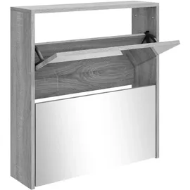 vidaXL Schuhschrank mit Spiegel 63 x 67 x 17 cm grau / grau