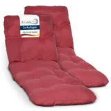 Beautissu 2X Auflage Sonnenliege Deckchair Liegenauflage 190x60 cm Flair RL – 8 cm Dickes Polster für Sonnenliege Liegestuhl Auflage für Gartenmöbel Rot